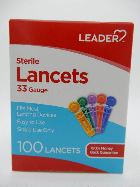 Leader True Plus Sterile 33 Gauge Lancets, 100 Ea